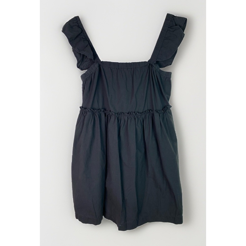 Madewell Women's L Washed Black Tiered Ruffle Strap Mini Babydoll Shift Dress